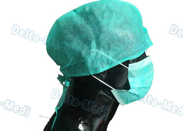 Lazo no tejido quirúrgico disponible médico verde de los casquillos en el tipo trasero para el hospital