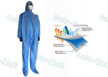 Batas médicas disponibles azules, trajes disponibles del trabajo de la clase I ultrasónico de la costura