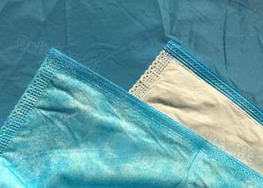 Color azul de las sábanas disponibles ultrasónicas de la costura con la buena afinidad de la piel, impermeable, uso del examen