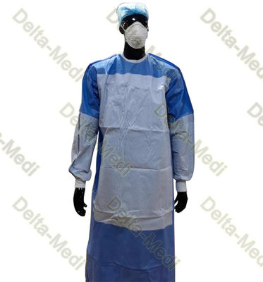 El cuello del velcro de los PP SMS hizo punto el vestido quirúrgico disponible del puño reforzado en las medias mangas