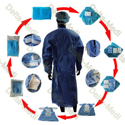 Vestido quirúrgico disponible estéril de SMS 45gsm con el embalaje de las capas dobles