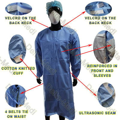 SMS 45g reforzó el vestido quirúrgico disponible dental con la toalla y el abrigo de mano