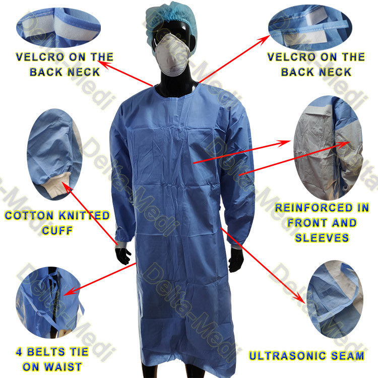 El XL M L S XXL reforzó el vestido quirúrgico disponible para los hospitales